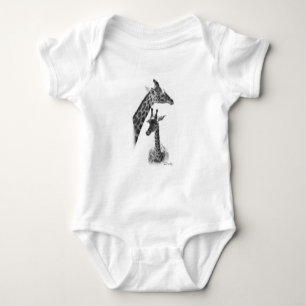 giraffes, mother and child baby bodysuit