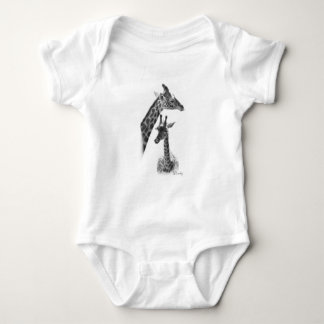 giraffes, mother and child baby bodysuit
