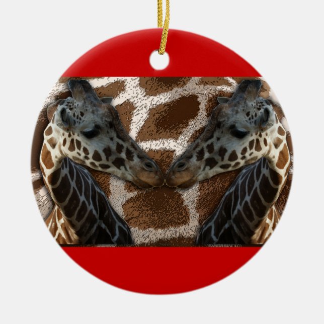 GIRAFFES NOSE TO NOSE ORNAMENT CHRISTMAS (Front)