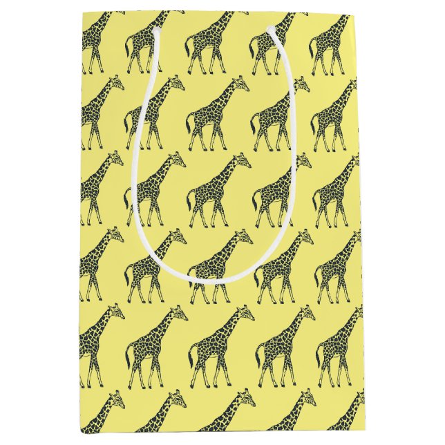 Giraffes on Yellow Medium Gift Bag (Front)