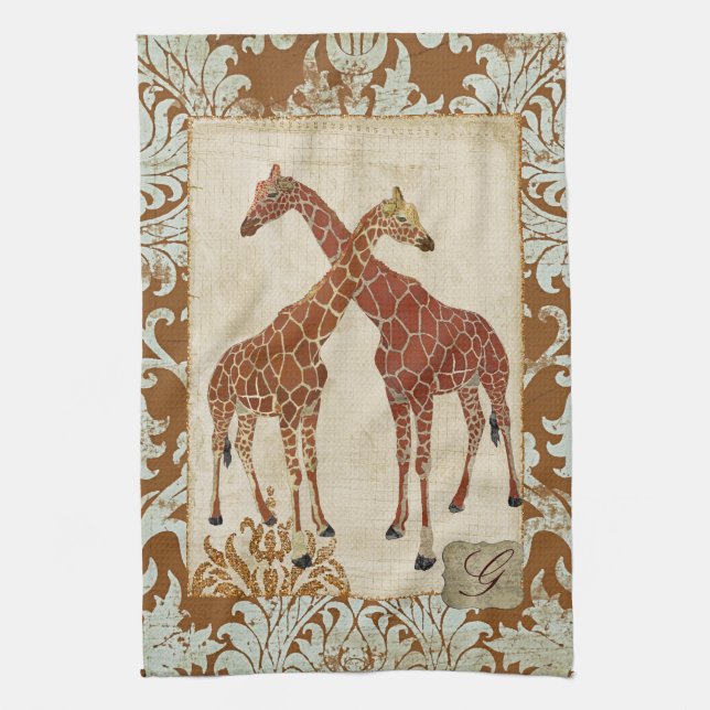 Giraffes Orange Blossom Towels (Vertical)