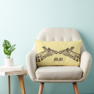 Giraffes Pale Yellow Lumbar Pillow