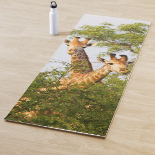 Giraffes Peeking Above Vegetation Yoga Mat