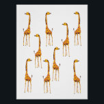 Giraffes Poster<br><div class="desc">Cute Giraffe pattern in a vintage style.</div>