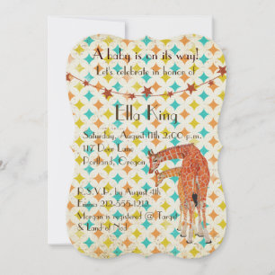 Giraffes Retro Baby Invitation