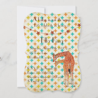 Giraffes Retro Baby Invitation