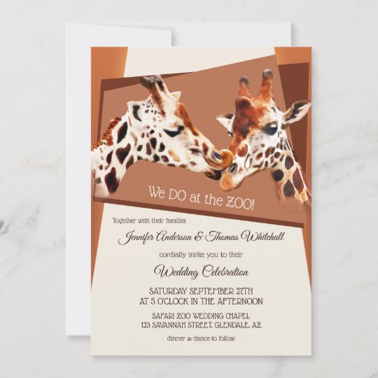 Giraffes Safari Zoo Wedding Invitation | Zazzle.com.au