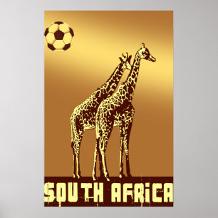 Giraffes Sunset South Africa World Soccer Safari Poster