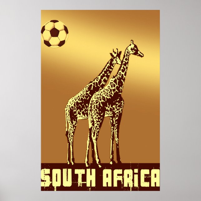 Giraffes Sunset South Africa World Soccer Safari Poster (Front)