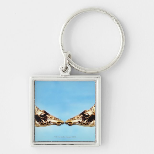 Giraffes touching noses key ring (Front)