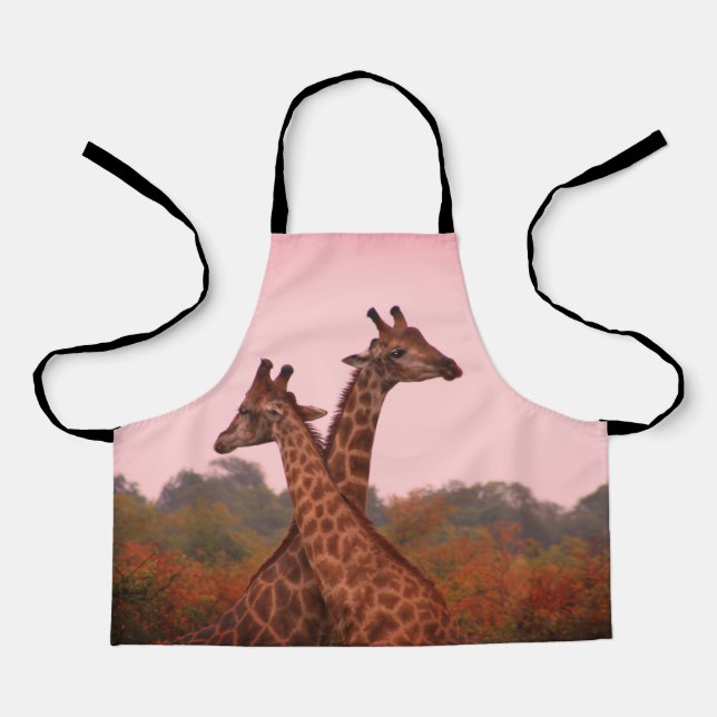 Giraffes with a pink sky  apron (Front)