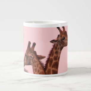 Giraffes with a pink sky  large coffee mug