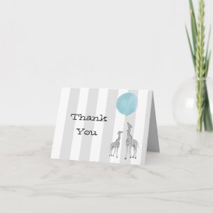 Giraffes With Balloon Thank You Note Card