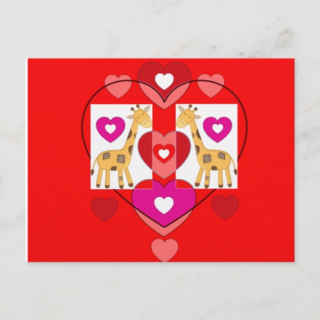 Giraffes with hearts. postcard (Front)