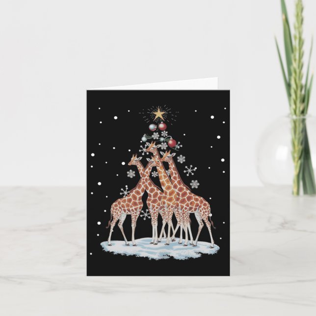 Giraffes Xmas Tree Giraffe Christmas Tree Merry Ch Card (Front)