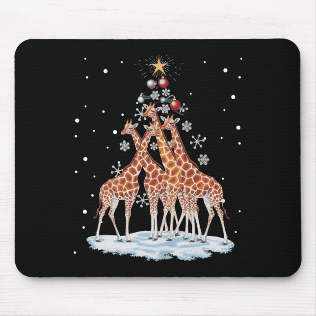 Giraffes Xmas Tree Giraffe Christmas Tree Merry Ch Mouse Pad (Front)