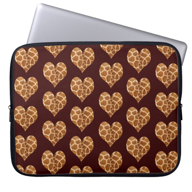 Giraffic Hearts Tiled Pattern Laptop Sleeve (Front)