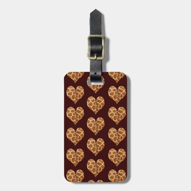 Giraffic Hearts Tiled Pattern Luggage Tag (Front Vertical)