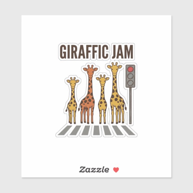 Giraffic Jam Funny Giraffe Crossing Vintage Vector (Sheet)