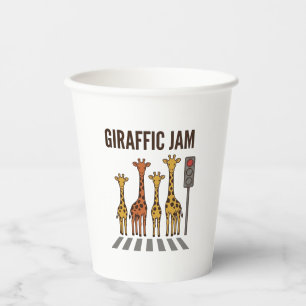 Giraffic Jam Funny Giraffe Crossing Vintage Vector Paper Cups
