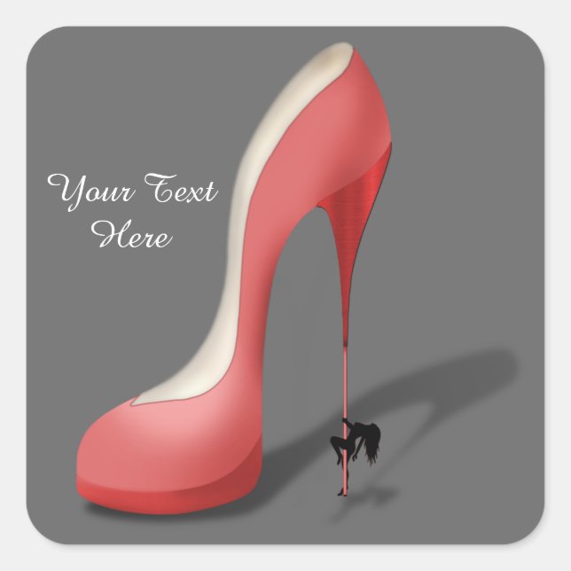 Girant Red Stiletto - Heel Dancer Square Sticker (Front)