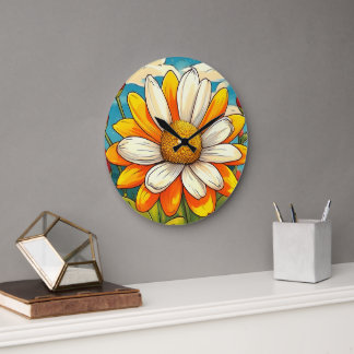 girasol tulipan flores large clock