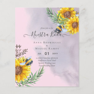 Girasoles de Invitación de Boda Económica Bilingüe Flyer