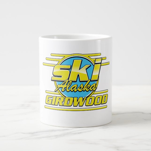 Girdwood Alaska 80s ski logo Large Coffee Mug (Front)