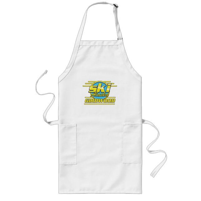 Girdwood Alaska 80s ski logo Long Apron (Front)