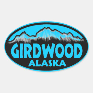 Girdwood Alaska blue oval stickers