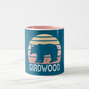 Girdwood Alaska Retro Bear Two-Tone Coffee Mug