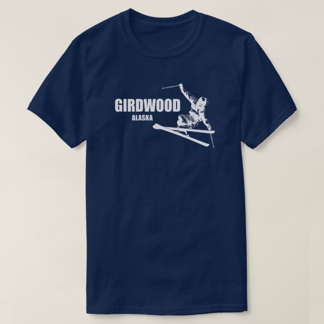 Girdwood Alaska Skier T-Shirt (Design Front)