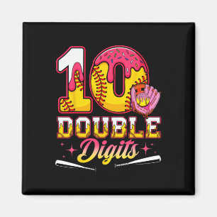 Girl 10 Double Digits 10th Birthday Ice Cream Soft Magnet