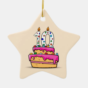 Girl 10th Birthday, 10 on Sweet Pink Cake Ceramic Ornament