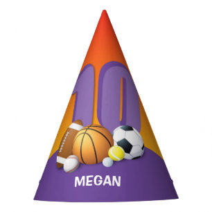 Girl 10th Birthday Sports Balls Party Hat