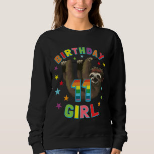 Girl 11th Birthday Sloth 11 Year Old B Day Party Sweatshirt