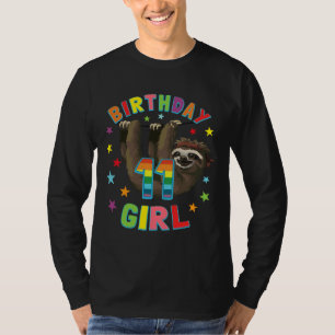 Girl 11th Birthday Sloth 11 Year Old B Day Party T-Shirt