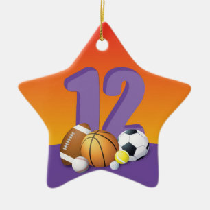 Girl 12th Birthday Sports Balls Ceramic Ornament