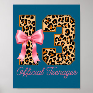 Girl 13th Birthday Pink Coquette Bow Poster