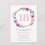 Girl 18th Birthday Party | Wreath of Pink Flowers Invitation<br><div class="desc">Girl 18th Birthday Invitation design with watercolor lilac pink flowers arranged in circular wreath shape.</div>