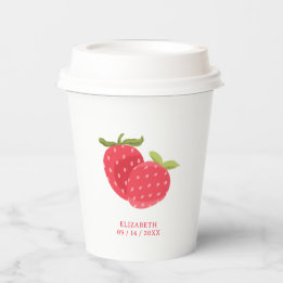 Girl 1st Birthday Cute Strawberry Illustration Paper Cups