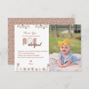 Girl 1st Birthday   Rainbow Boho Thank You Card