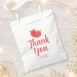 Girl 1st Birthday Sweet Strawberry Thank You Favour Bag
