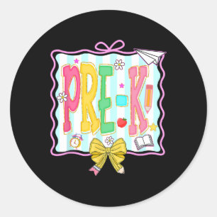 Girl 1st Day Of Pre-k Back To School Pre-kindergar Classic Round Sticker