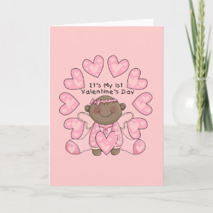 Girl 1st Valentines — African American Holiday Card