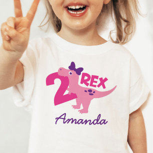 Girl 2nd Birthday Baby Dinosaur Personalised Shirt
