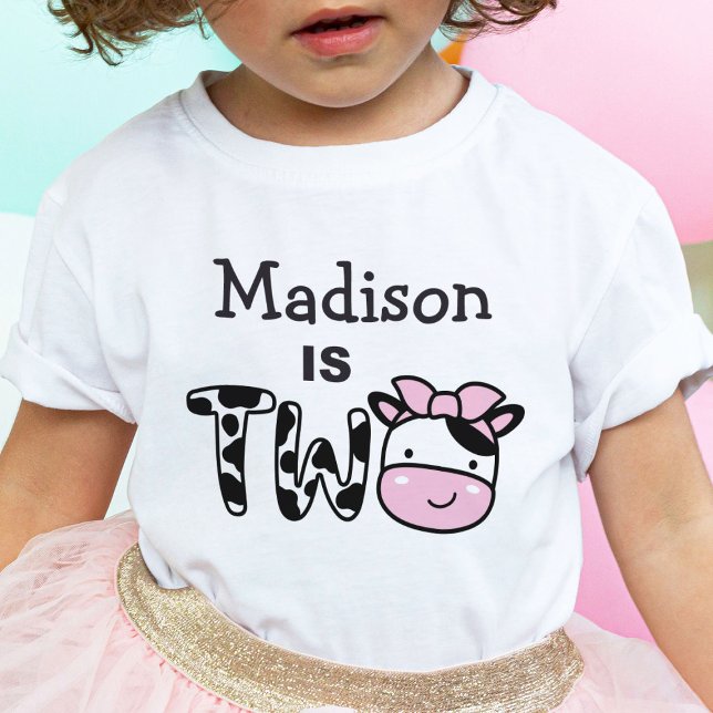 Girl 2nd Birthday Cow Two Personalised T-Shirt (Creator Uploaded)