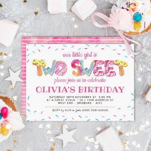 Girl 2nd Birthday Invitation Two Sweet Candyland