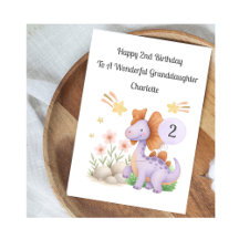 Girl 2nd Birthday Purple Dinosaur Card