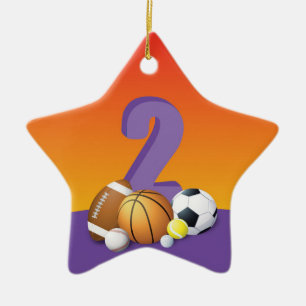 Girl 2nd Birthday Sports Balls Ceramic Ornament